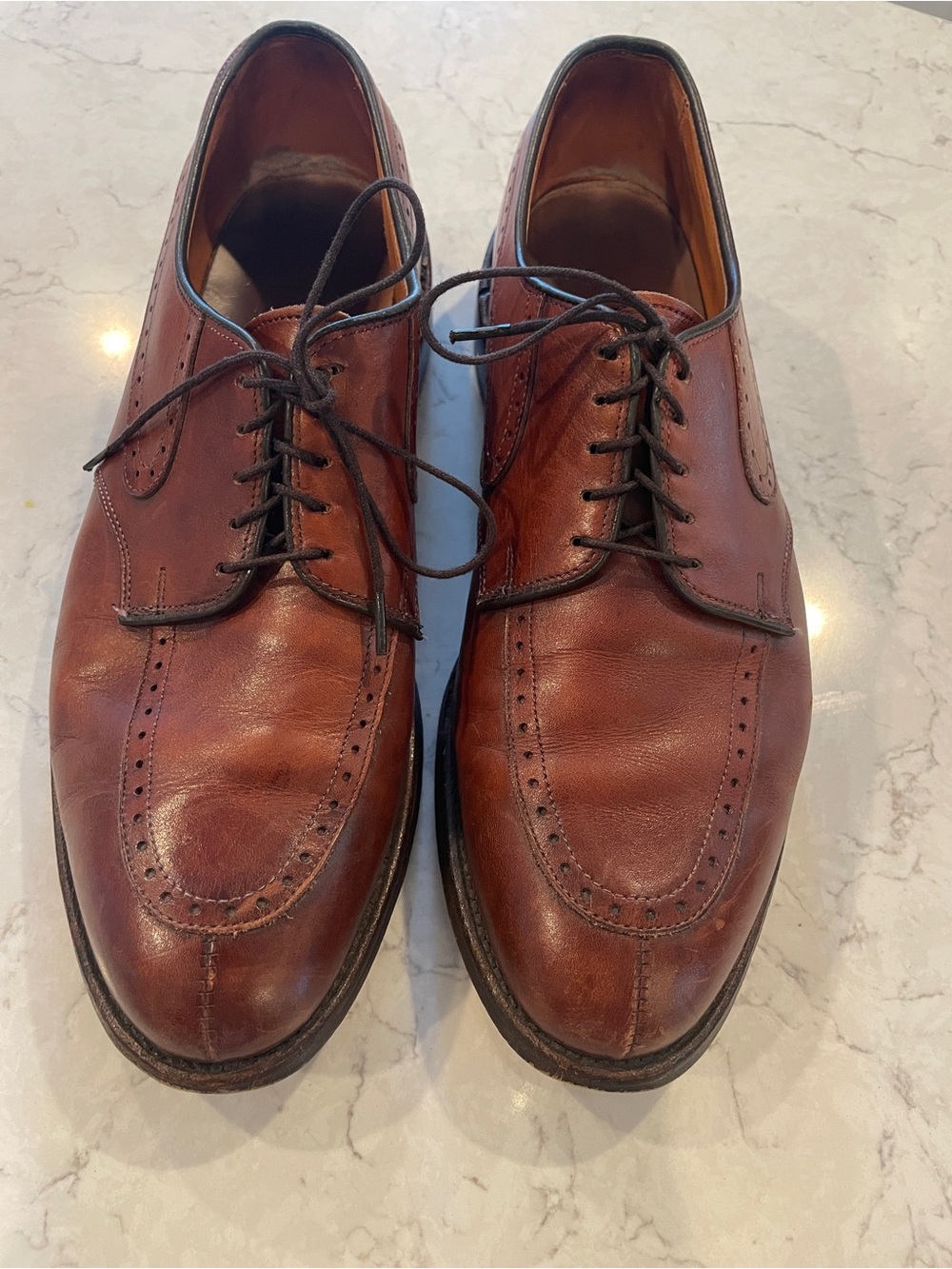 Allen Edmonds Chestnut Brown Leather Derby Oxfords